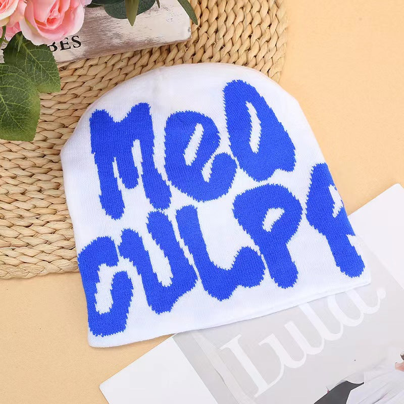 Gorro Tejido Jacquard con Letras — Abrigo de Oídos Estilo Street