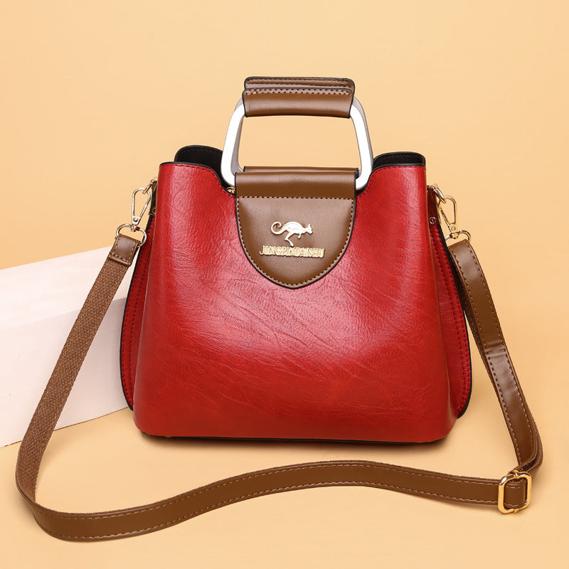 Bolso Tote Grande de PU con Diseño Color Block