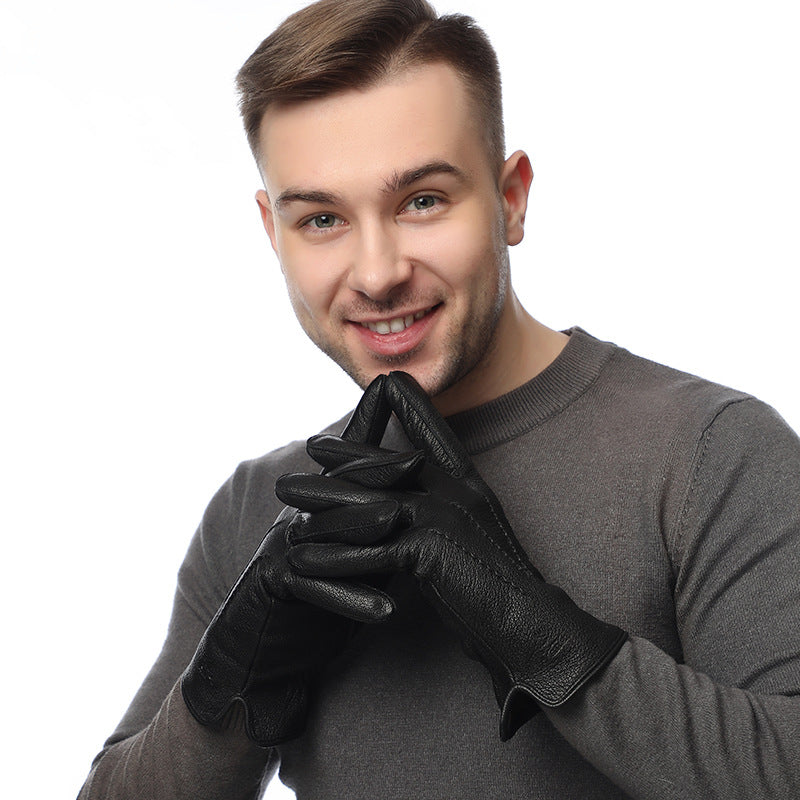 Guantes de Cuero de Cabra con Forro de Lana para Hombre — Invierno Business
