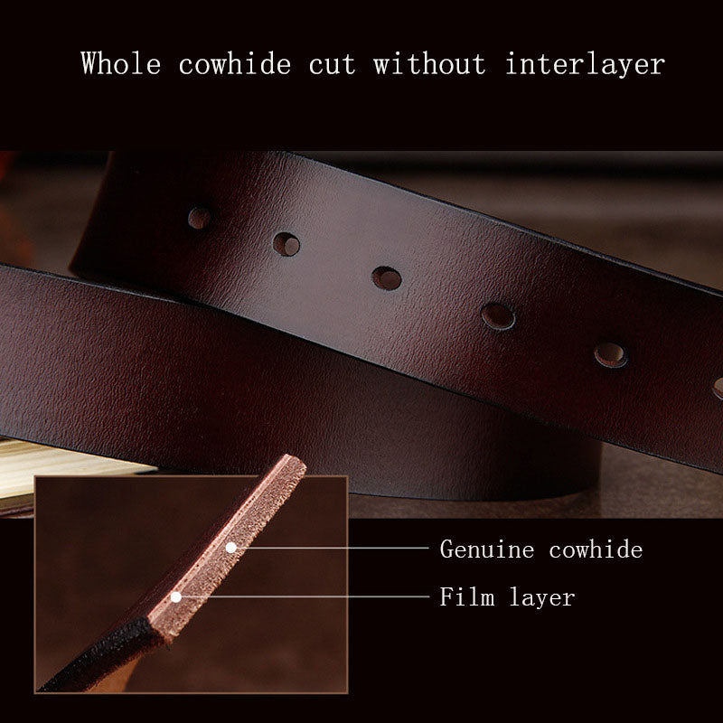 Men's Genuine Leather Belt — European Style Retro Pin Buckle