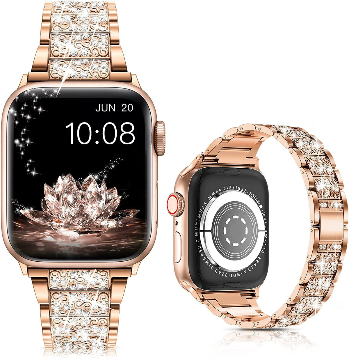 Metallic Diamond Strap for Apple Watch — Zinc Alloy 3-Link