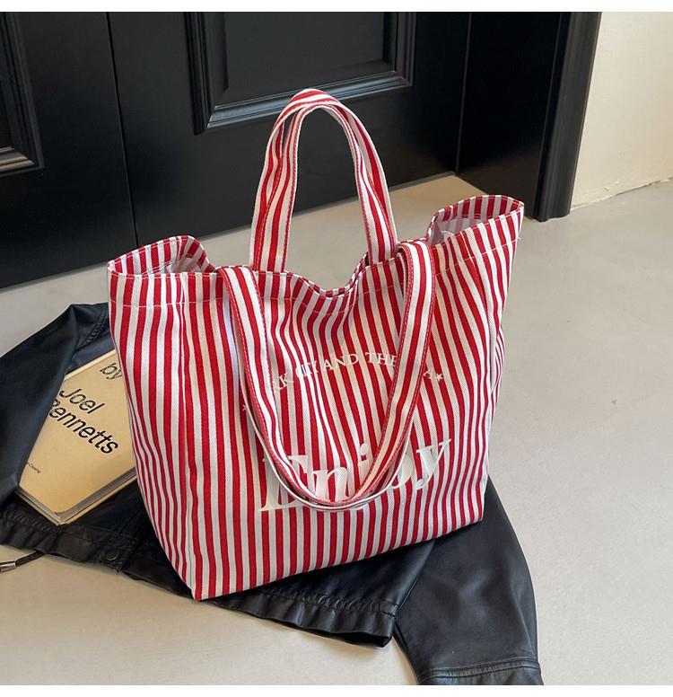 Bolso Tote de Lona Rayada Multicolor