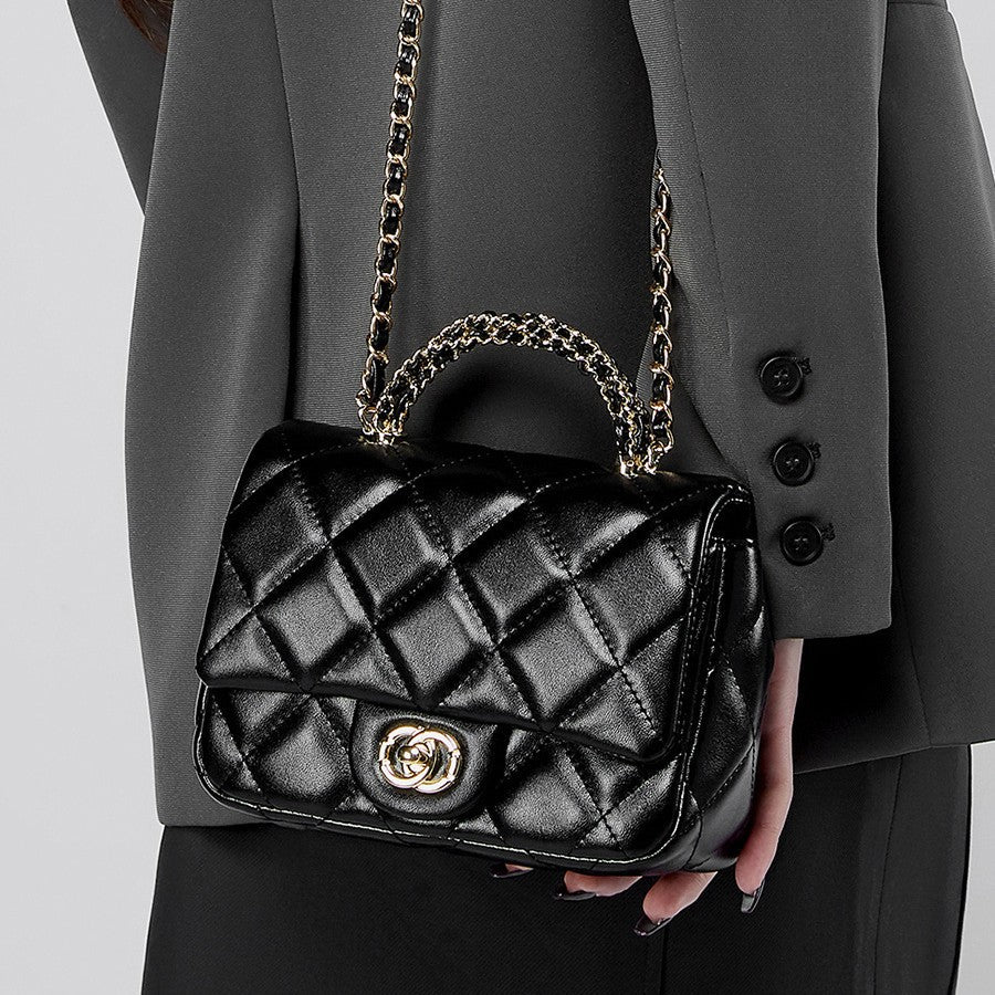 Cartera Acolchada Diamond con Cadena Metálica