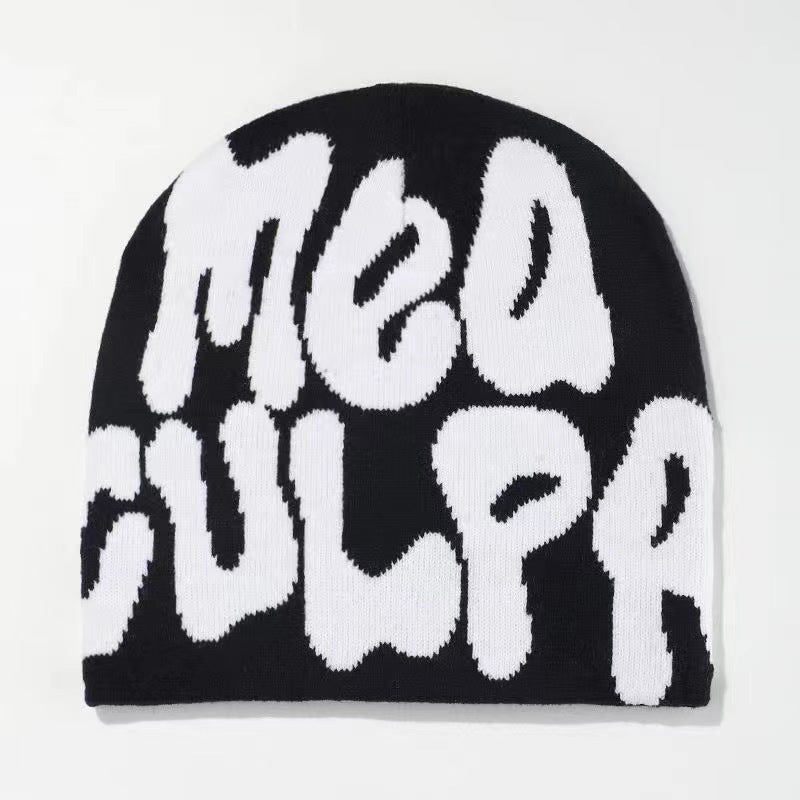 Gorro Tejido Jacquard con Letras — Abrigo de Oídos Estilo Street