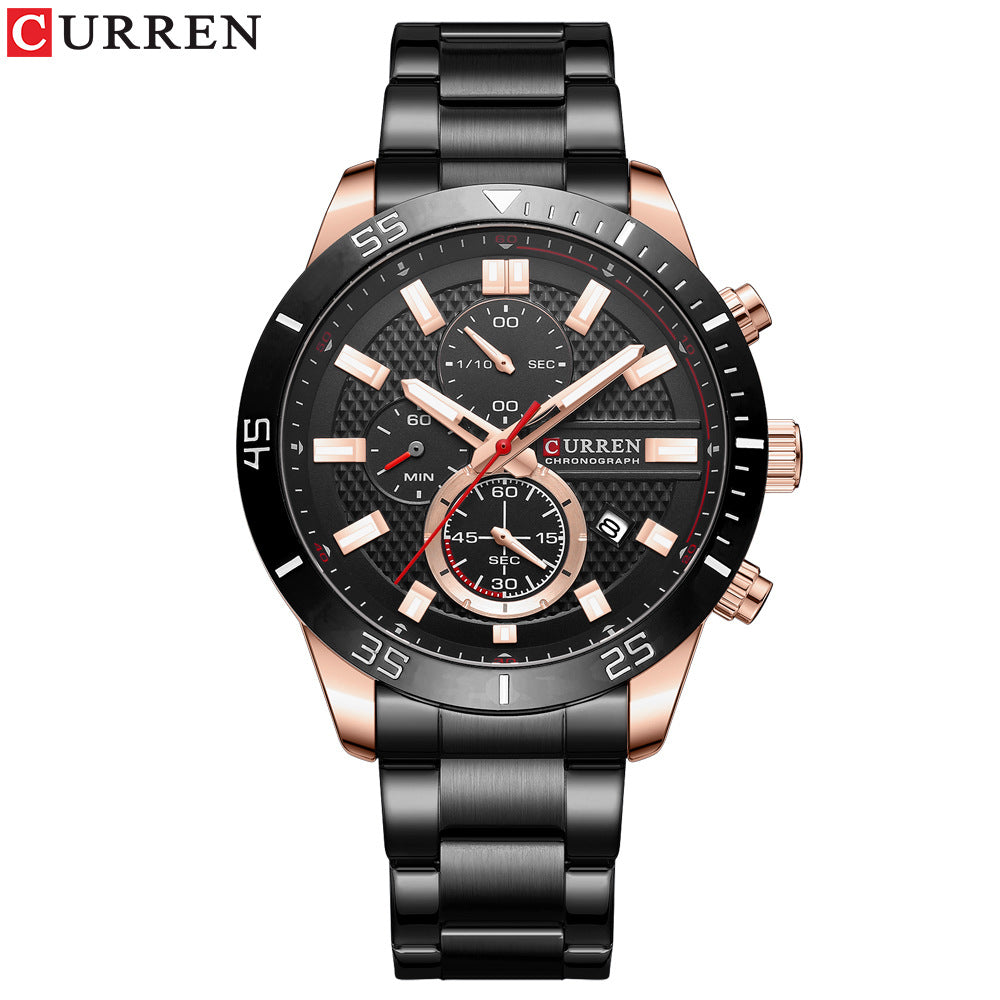 Men's Business Watch — 6 Hands, Calendar, and 47mm Steel Strap