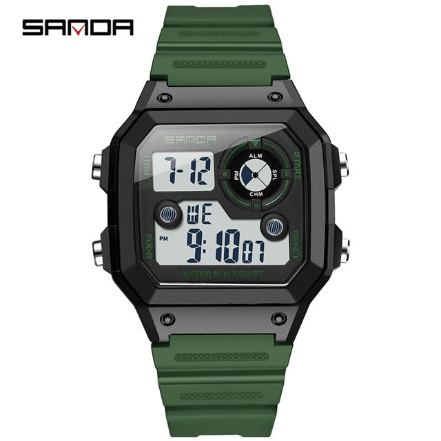SANDA 418 Men's LED Digital Watch — Sport Military Chronograph