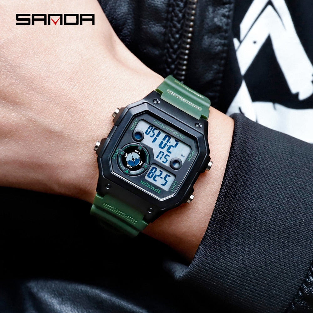 SANDA 418 Men's LED Digital Watch — Sport Military Chronograph