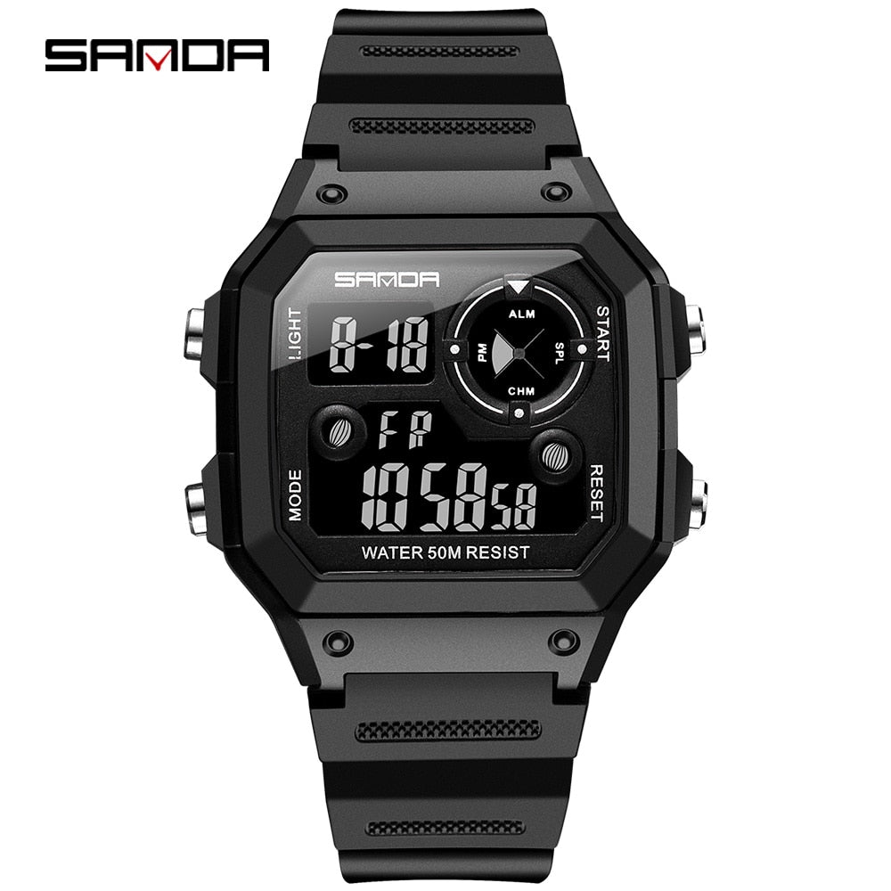 SANDA 418 Men's LED Digital Watch — Sport Military Chronograph