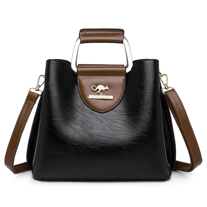 Bolso Tote Grande de PU con Diseño Color Block