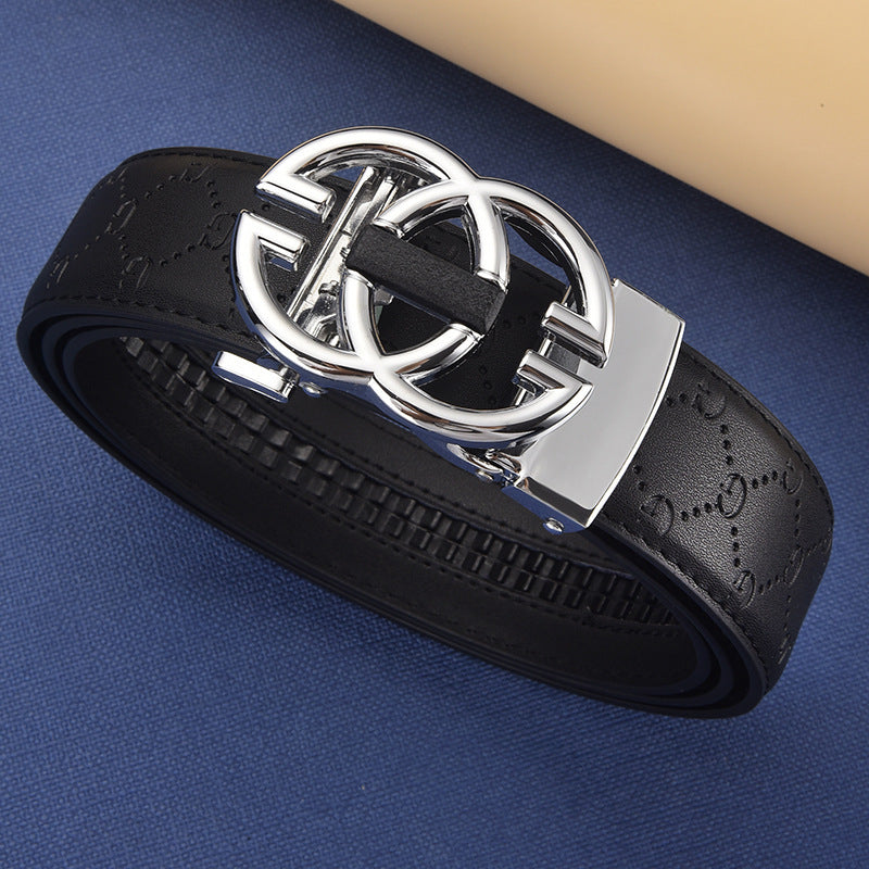 Men's Genuine Leather Belt with Automatic Buckle — Business Casual