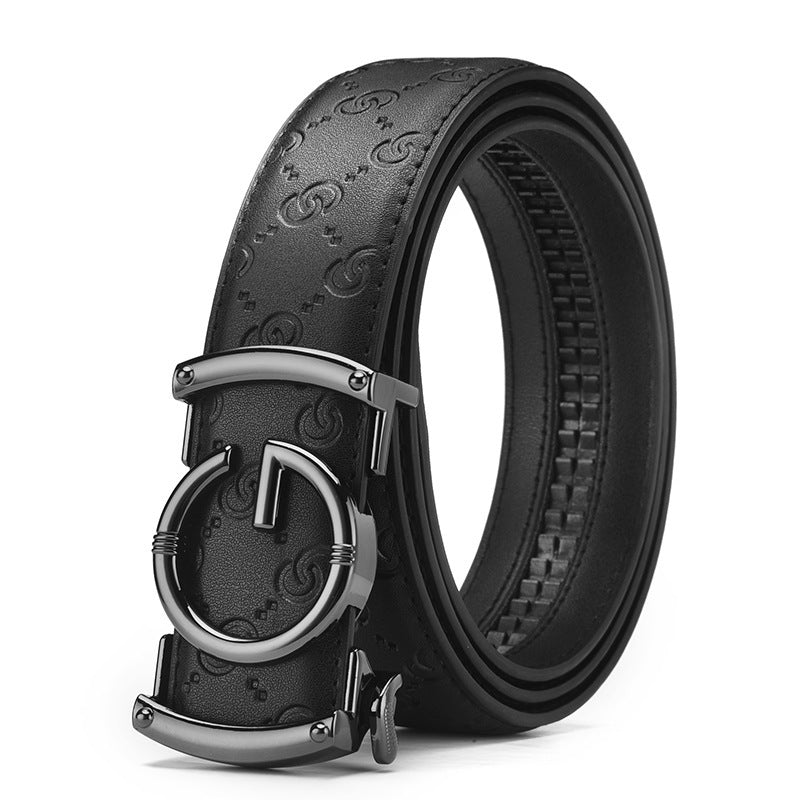 Men's Genuine Leather Belt with Automatic Buckle — Business Casual