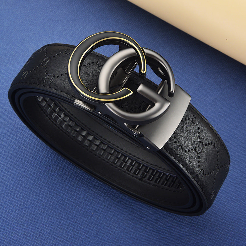 Men's Genuine Leather Belt with Automatic Buckle — Business Casual