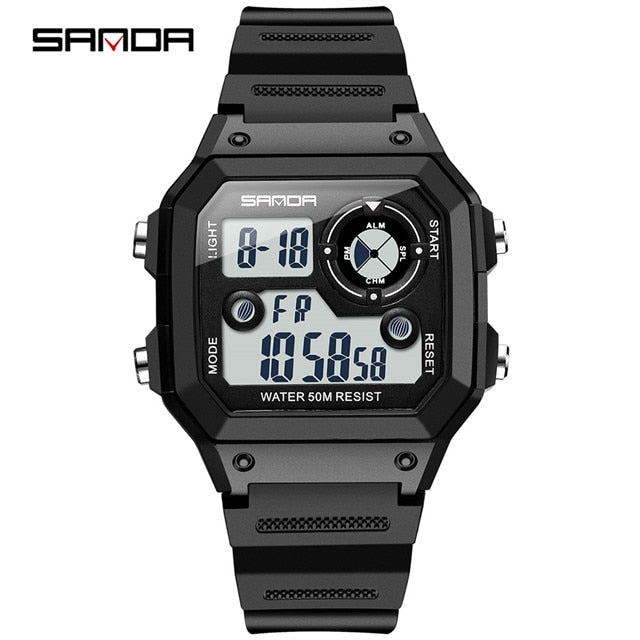 SANDA 418 Men's LED Digital Watch — Sport Military Chronograph