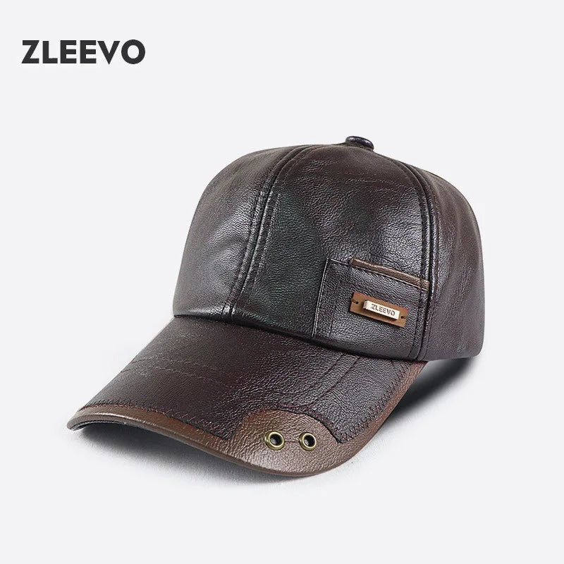 Gorra de PU Cuero con Visera Ancha — Otoño Invierno Ajustable