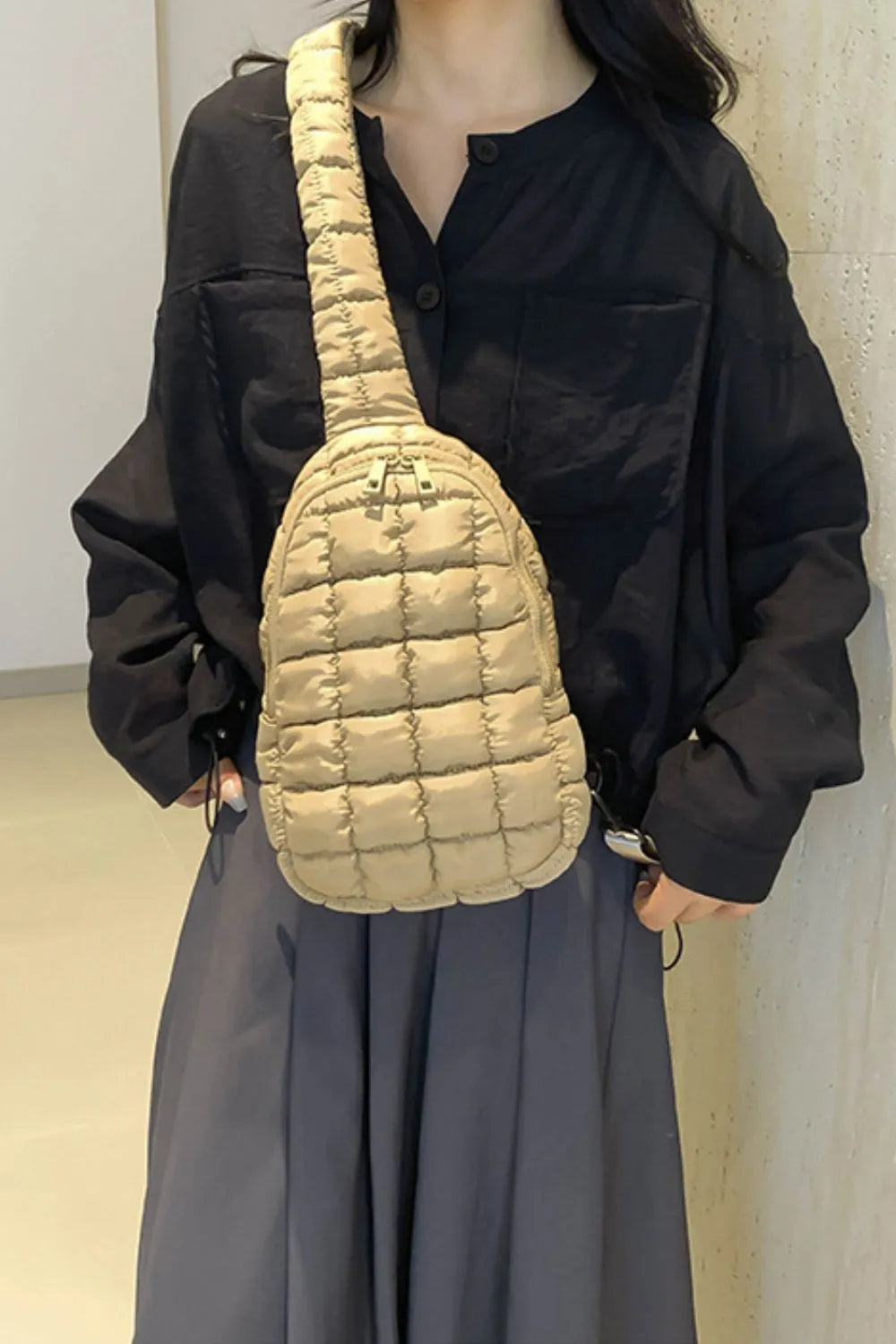 Padded Nylon Shoulder Bag