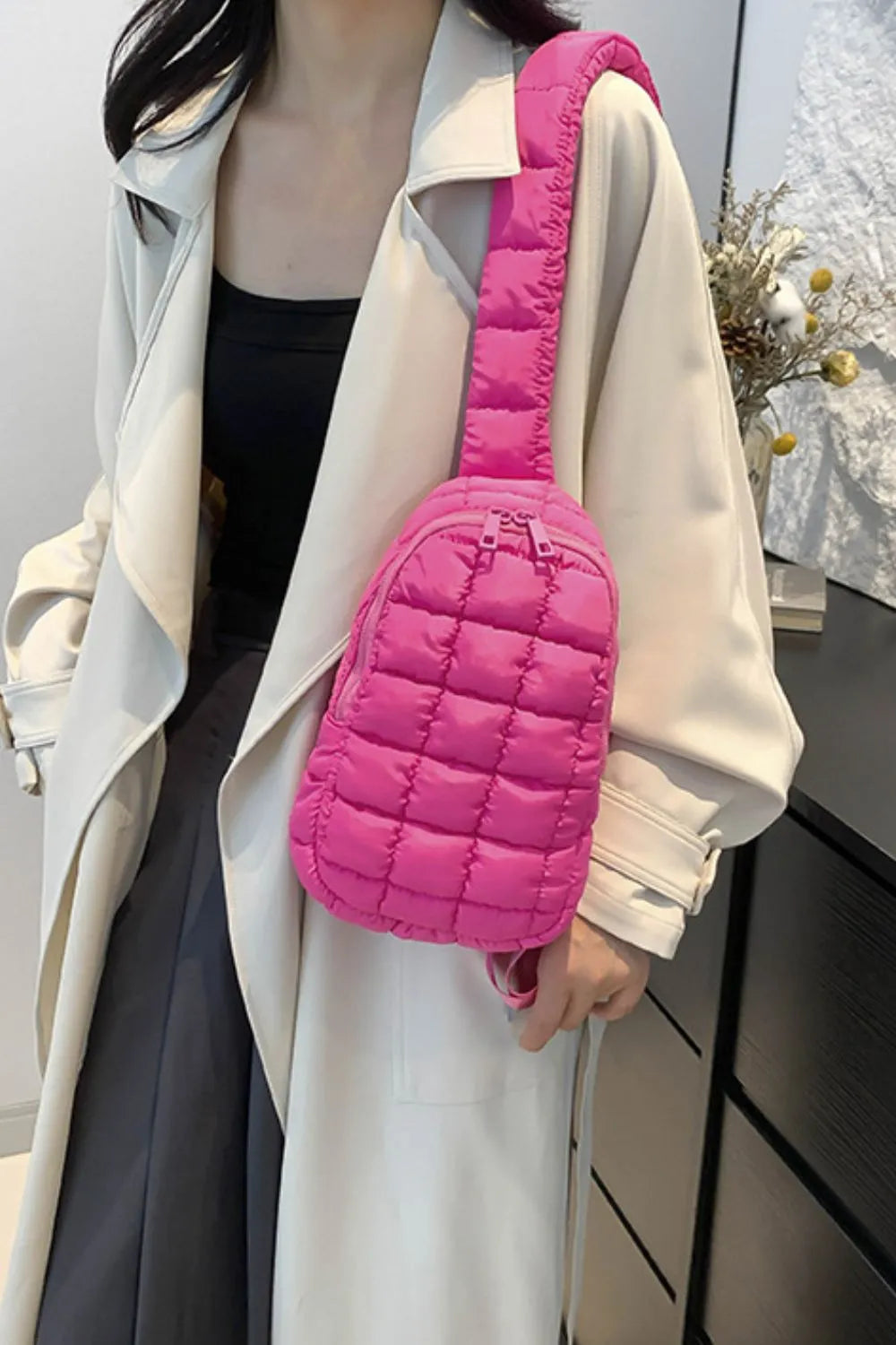 Padded Nylon Shoulder Bag