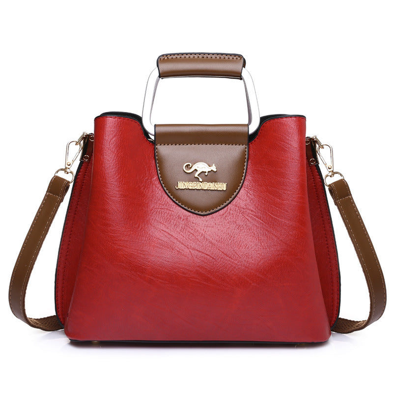 Bolso Tote Grande de PU con Diseño Color Block