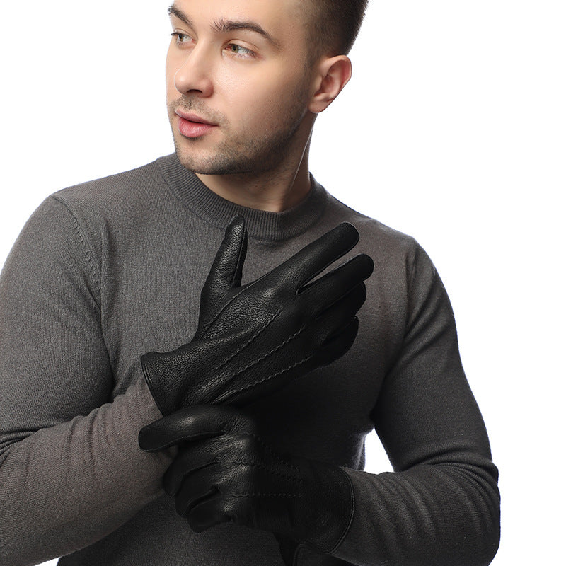 Guantes de Cuero de Cabra con Forro de Lana para Hombre — Invierno Business