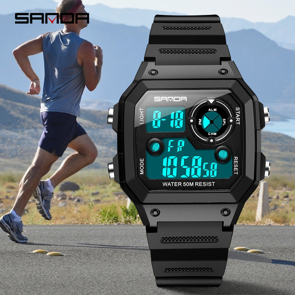 SANDA 418 Men's LED Digital Watch — Sport Military Chronograph