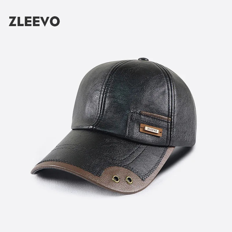 Gorra de PU Cuero con Visera Ancha — Otoño Invierno Ajustable