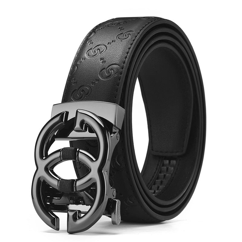 Men's Genuine Leather Belt with Automatic Buckle — Business Casual