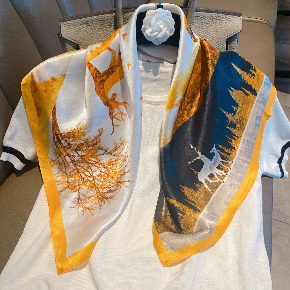 Ethnic Print Silk Scarf