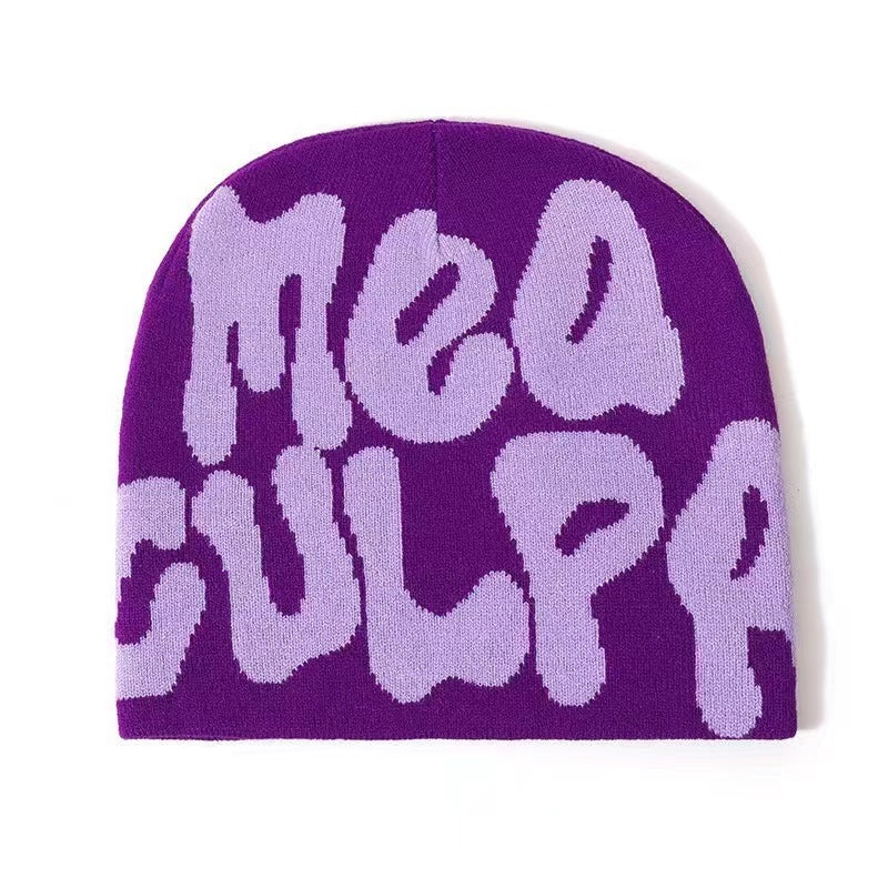 Gorro Tejido Jacquard con Letras — Abrigo de Oídos Estilo Street