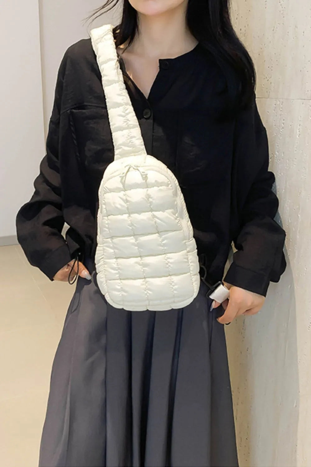 Padded Nylon Shoulder Bag