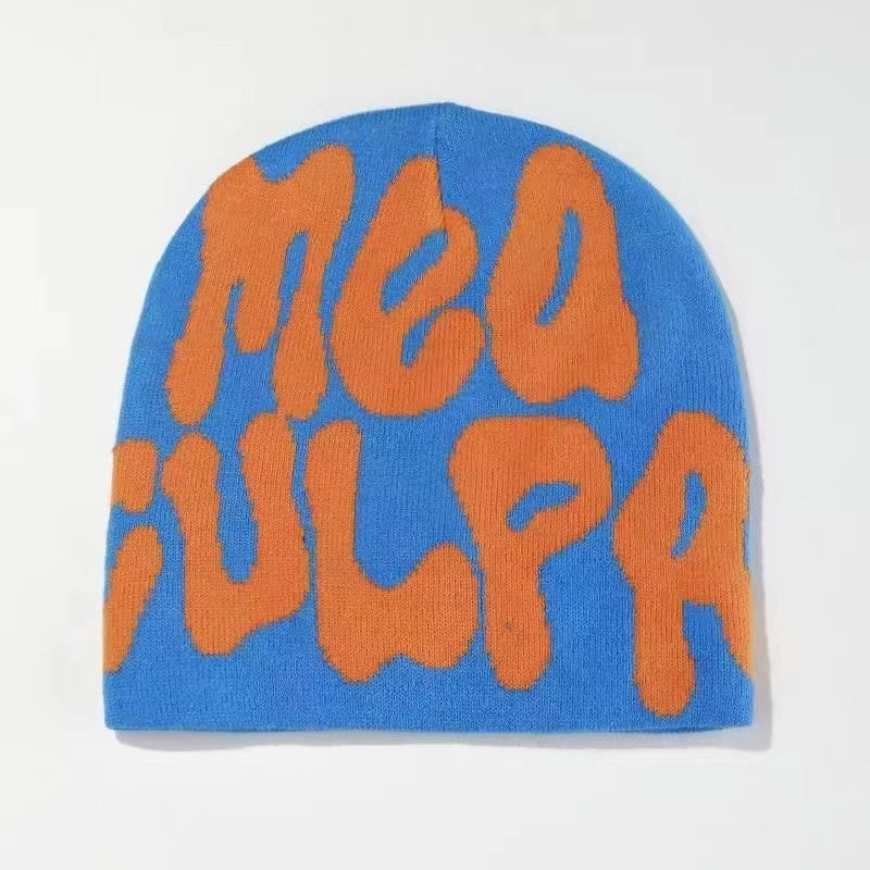 Gorro Tejido Jacquard con Letras — Abrigo de Oídos Estilo Street