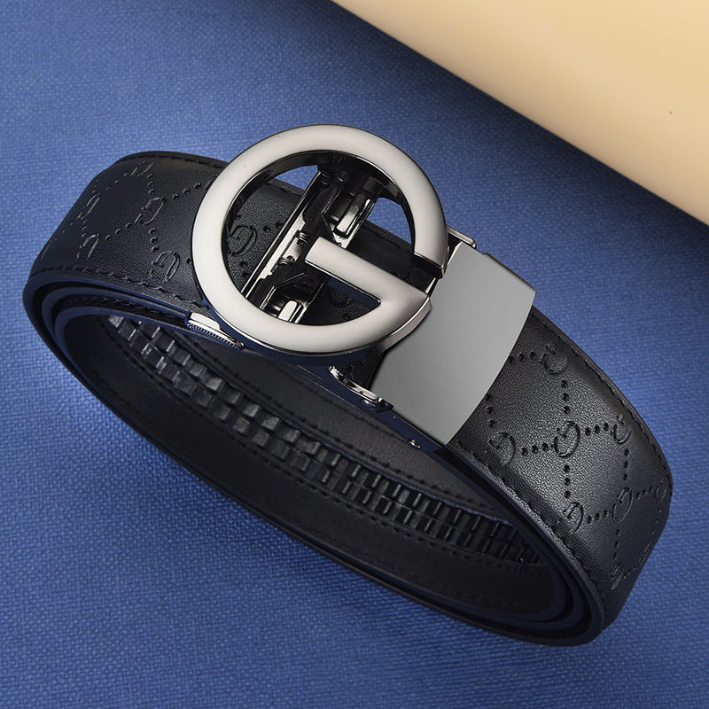 Men's Genuine Leather Belt with Automatic Buckle — Business Casual