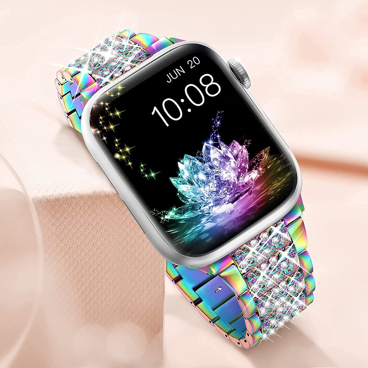 Metallic Diamond Strap for Apple Watch — Zinc Alloy 3-Link