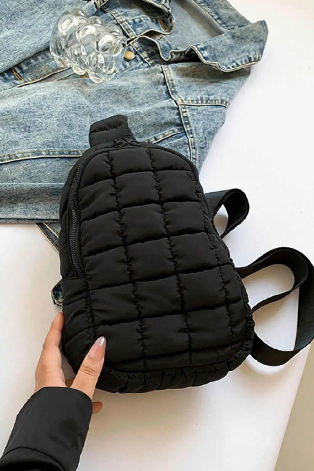 Padded Nylon Shoulder Bag