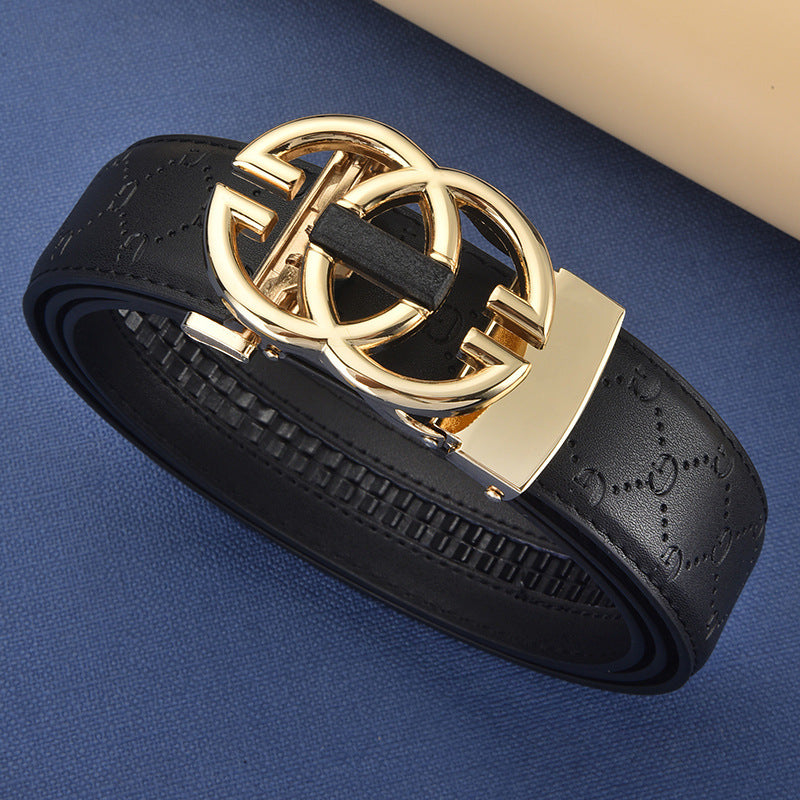 Men's Genuine Leather Belt with Automatic Buckle — Business Casual