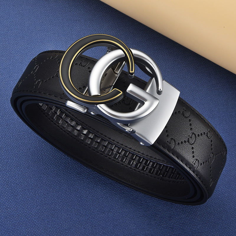 Men's Genuine Leather Belt with Automatic Buckle — Business Casual