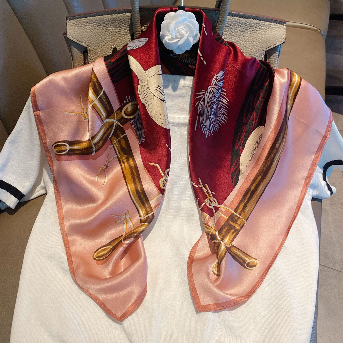 Ethnic Print Silk Scarf
