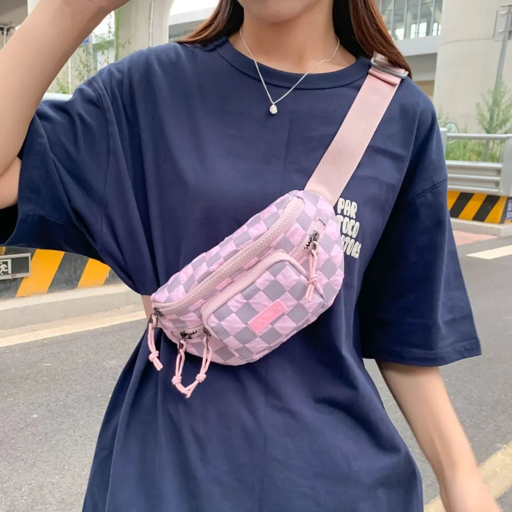 Cartera Nylon Cuadriculada Bandolera