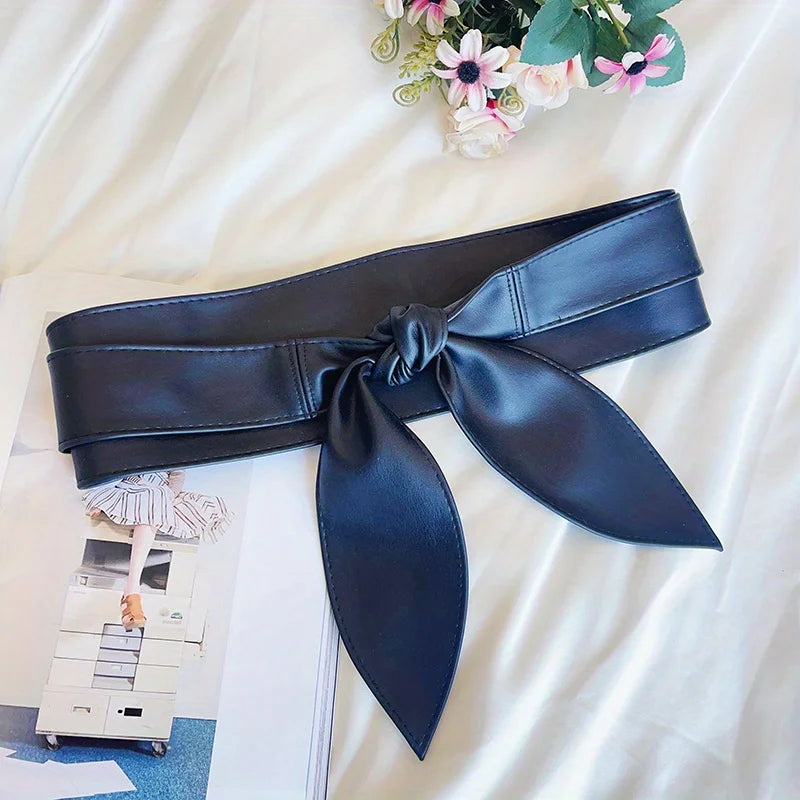 Wide Corset Belt with Lace-Up PU
