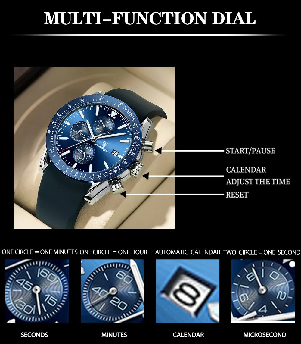 Men's Quartz Watch — Multifunctional with Luminous Nightlight Waterproof
