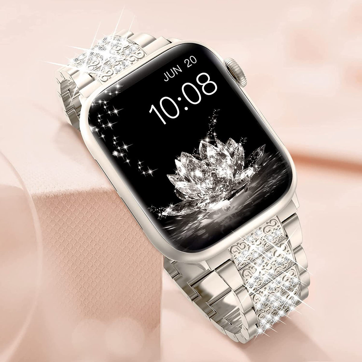 Metallic Diamond Strap for Apple Watch — Zinc Alloy 3-Link