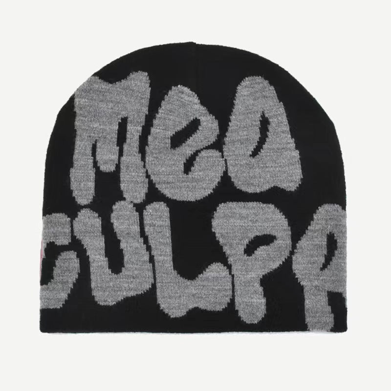 Gorro Tejido Jacquard con Letras — Abrigo de Oídos Estilo Street