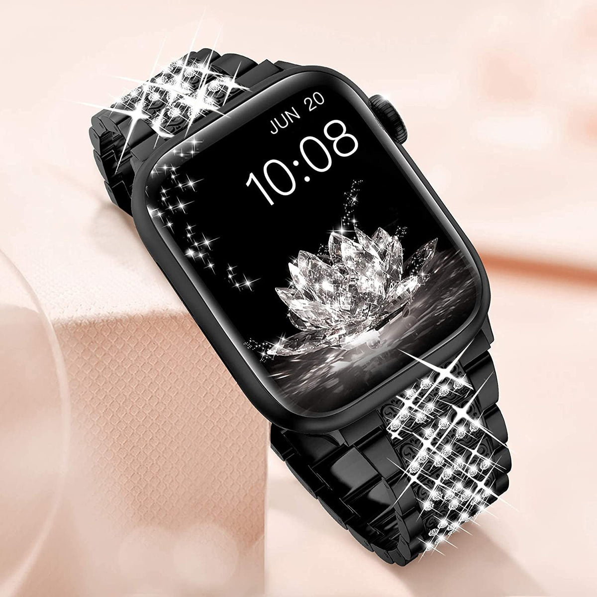 Metallic Diamond Strap for Apple Watch — Zinc Alloy 3-Link