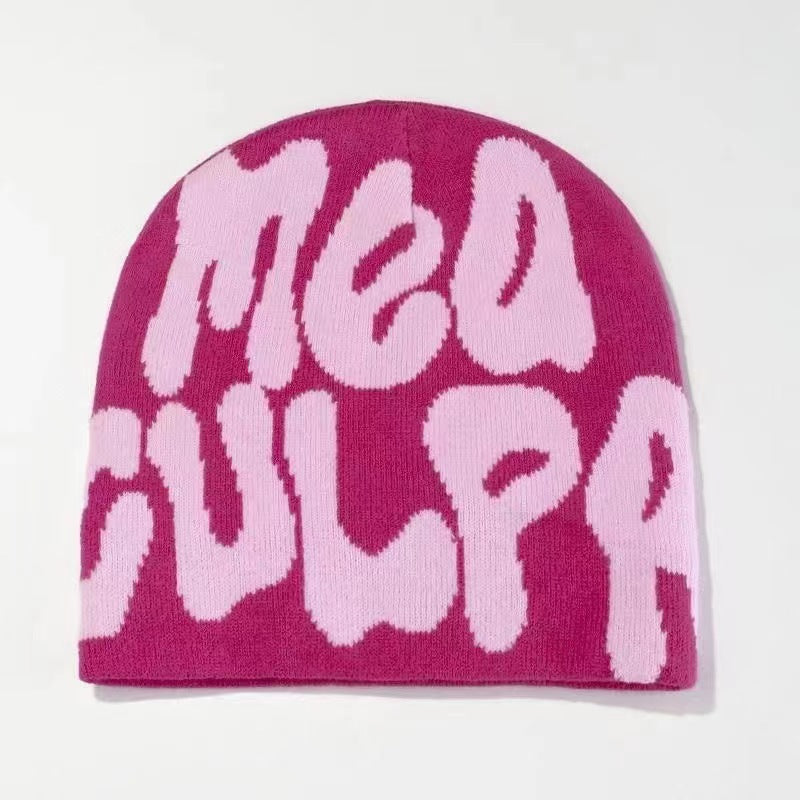 Gorro Tejido Jacquard con Letras — Abrigo de Oídos Estilo Street
