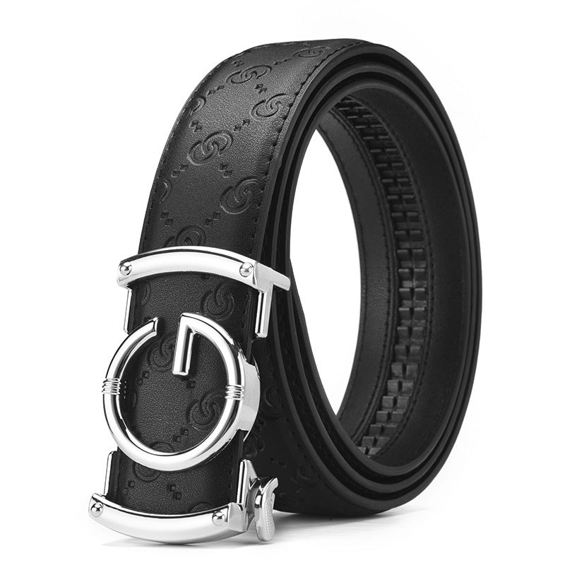 Men's Genuine Leather Belt with Automatic Buckle — Business Casual