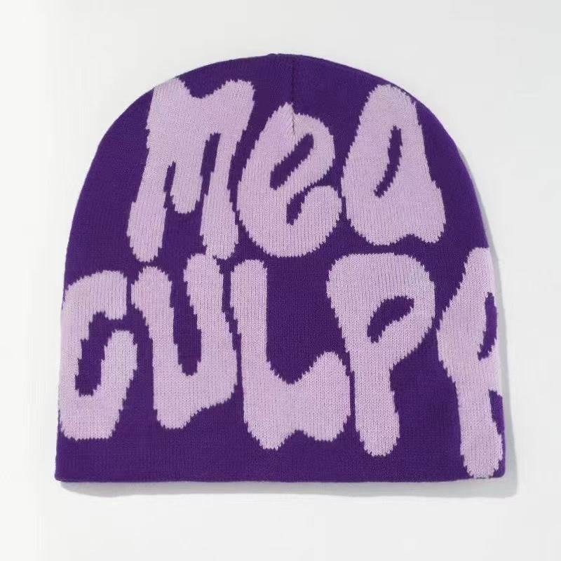 Gorro Tejido Jacquard con Letras — Abrigo de Oídos Estilo Street