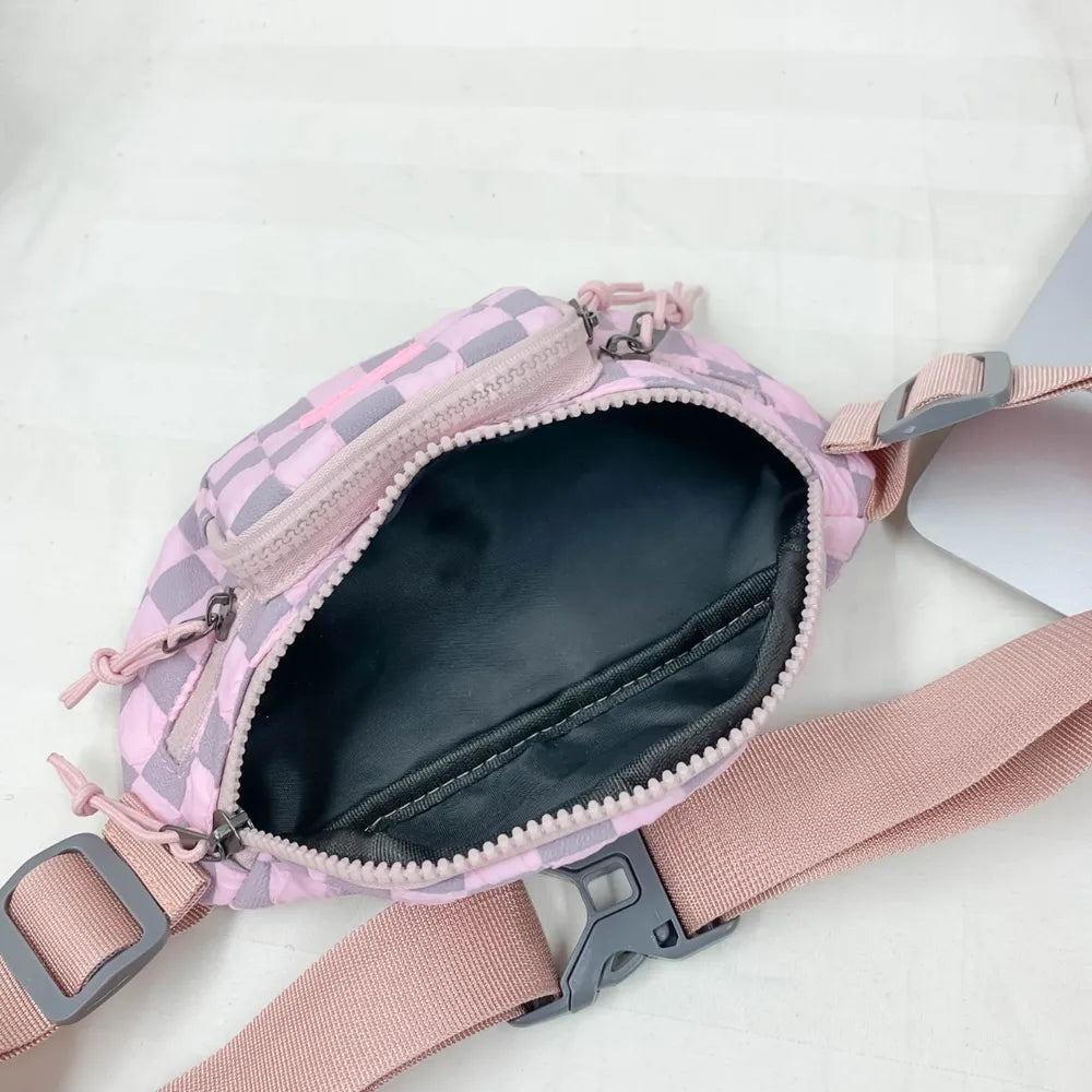 Cartera Nylon Cuadriculada Bandolera