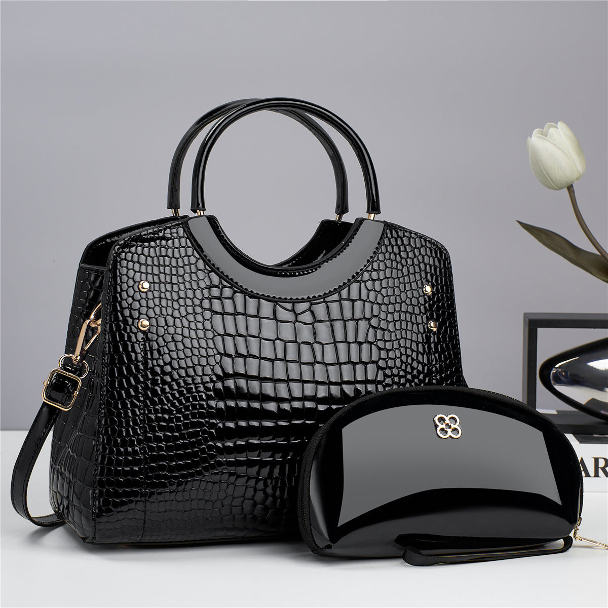 Snake Print Mother and Daughter Set — Bucket Bag
