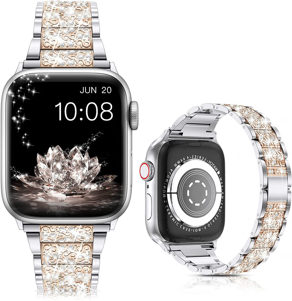Metallic Diamond Strap for Apple Watch — Zinc Alloy 3-Link