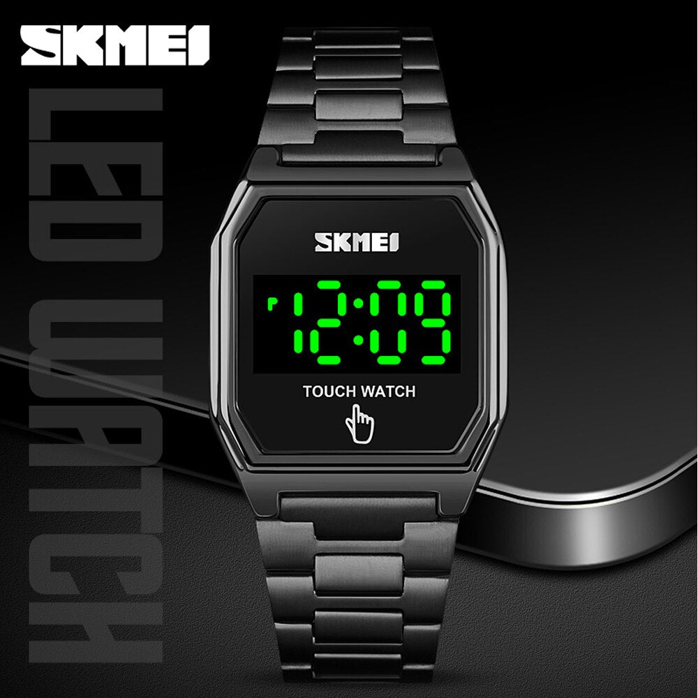 SKMEI 1679 Men's LED Touch Watch — Stainless Steel Waterproof 3ATM