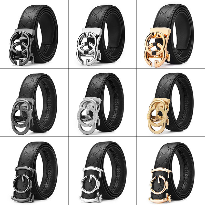 Men's Genuine Leather Belt with Automatic Buckle — Business Casual