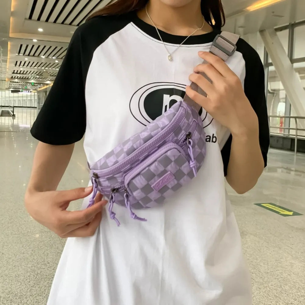 Cartera Nylon Cuadriculada Bandolera